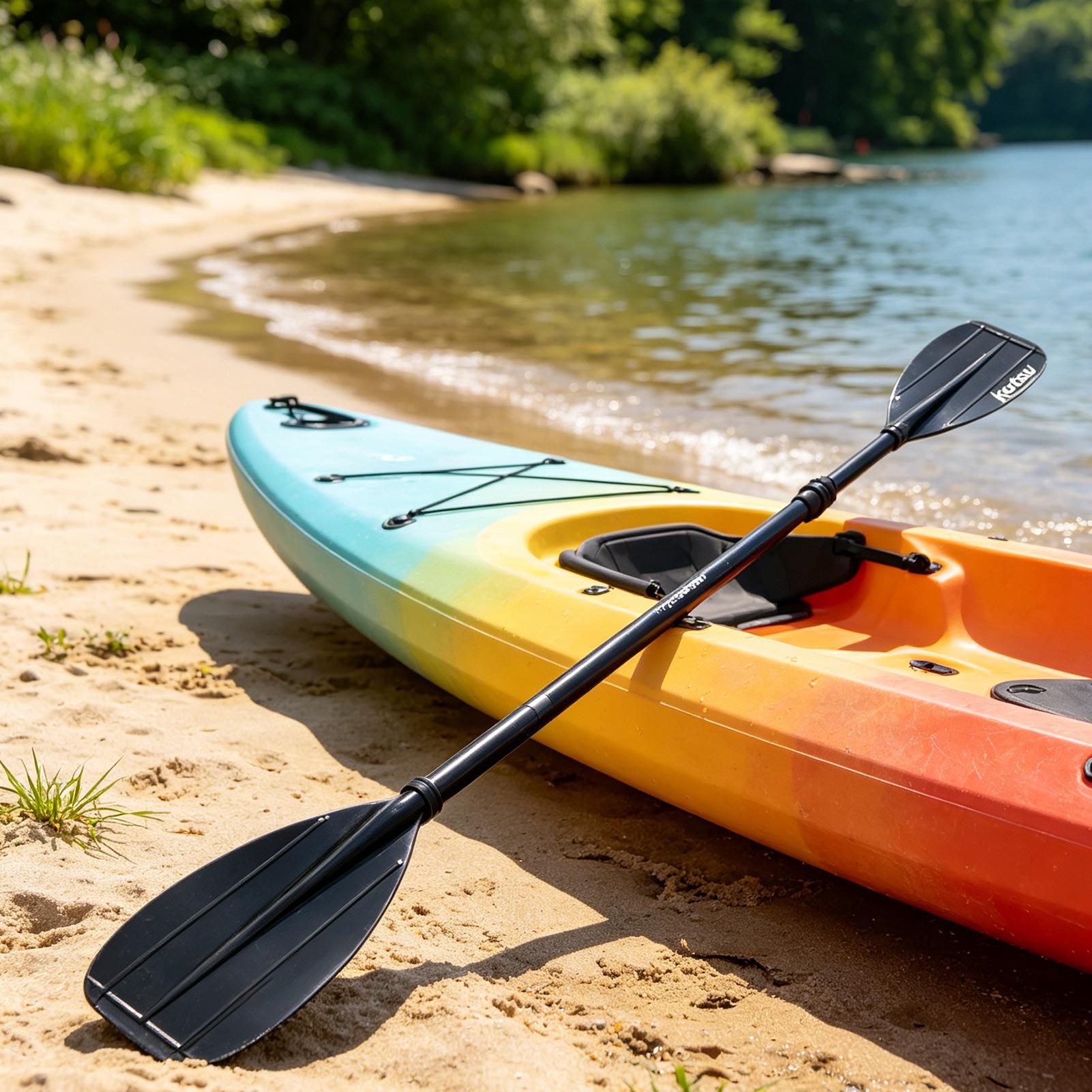 Fishing Kayak Paddle - ไม้พายเรือคายัคคาร์บอนไฟเบอร์แบบ 2 ท่อน น้ำหนักเบา ใบพายคู่ สำหรับตกปลา
